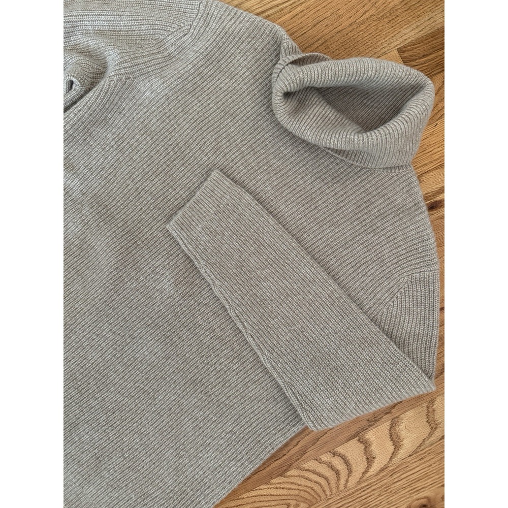 Quince Women Mongolian Cashmere Fisherman Turtleneck Sweater Oatmeal L